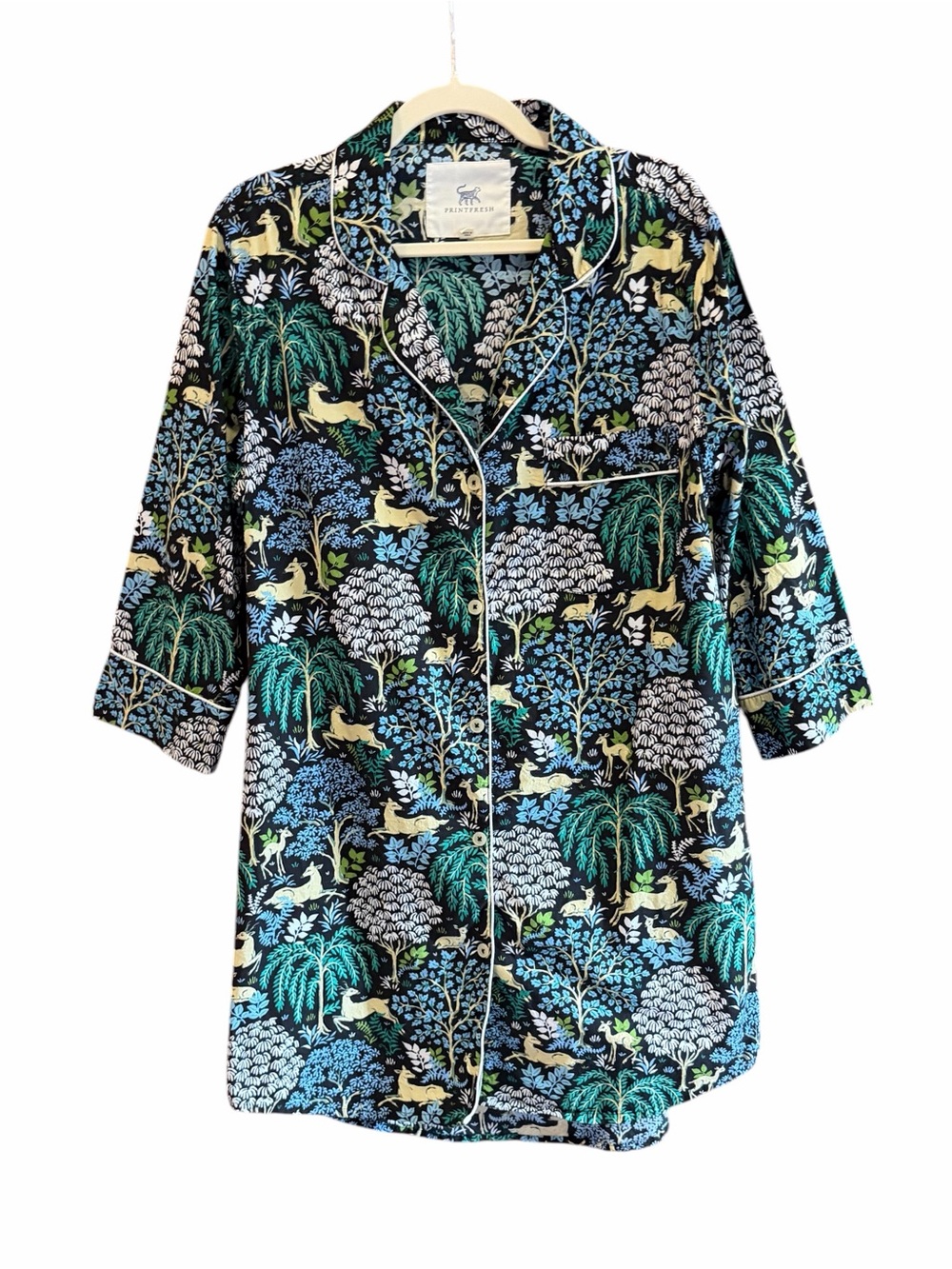 PRINTFRESH Sleep Shirt in Dashing Deer Organic Cotton Pajamas S - Picture 4 of 12